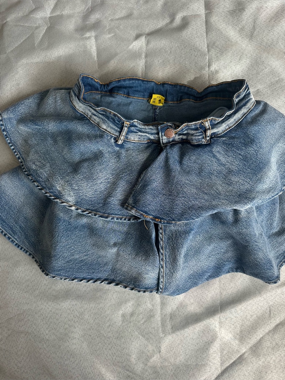 Blue Denim Ruffle Mini Skort - Women Jeans